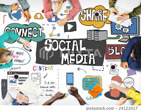 圖庫照片: social media technology global communication concept