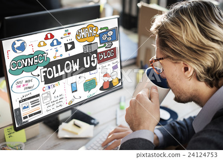 Follow us Social Media Connection Followers Concept 24124753