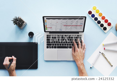 Computer Laptop Calendar Schedule Desk Concept 24125332