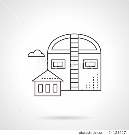 Industrial barns flat line vector icon - Stock Illustration [24125627 ...