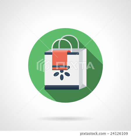 Shopping bag round flat color vector icon - Stock Illustration ...