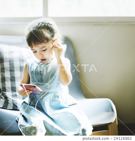 Kid Using Smart Phone Connection Listening Concept Kid Using Smart Phone Connection Listening Concept 24128862
