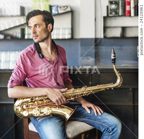 Jazzman Musical Artist Playing Saxophone Concept Jazzman Musical Artist Playing Saxophone Concept 24128961