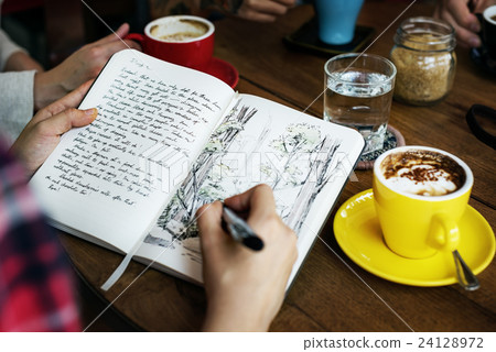 Camping Writing Coffee Vacation Break Concept Camping Writing Coffee Vacation Break Concept 24128972