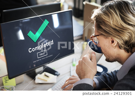 Completed Accomplishment Achievement Finished Success Concept Completed Accomplishment Achievement Finished Success Concept 24129301
