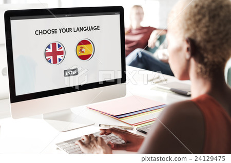 Language Dictionary English Spanish Concept 24129475