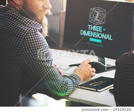 3D Three Dimensional Futuristic Display Modern Concept 24129539