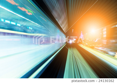 Tunnel with blurred light tracks 24130162