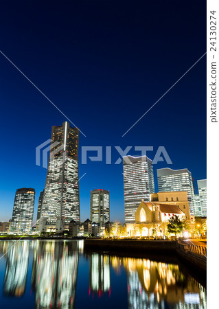 Yokohama city in Japan at night 24130274