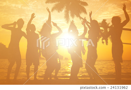 Silhouettes of People Partying Outdoors 24131962
