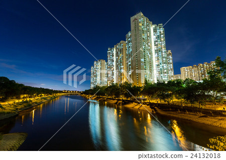 Hong Kong housing at night Hong Kong housing at night 24132018