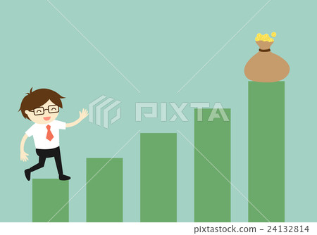 Businessman climbing the stairs to the gold cup. Businessman climbing the stairs to the gold cup. 24132814
