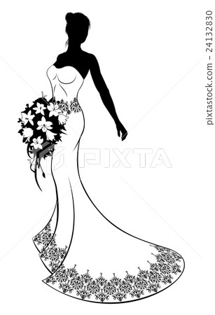 Wedding Gown and Flowers Bride Silhouette Wedding Gown and Flowers Bride Silhouette 24132830