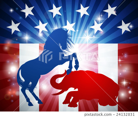 Democrat Donkey Beating Republican Elephant Democrat Donkey Beating Republican Elephant 24132831