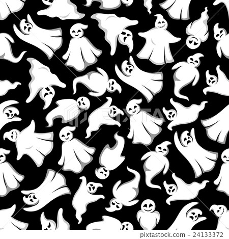 Cartoon Halloween Ghosts seamless background 24133372
