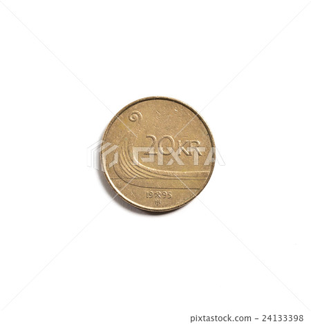 Norwegian 20 kr crown currency isolated on white 24133398