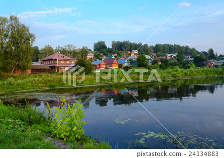 Quiet provincial town of Ples in summer twilight 24134883