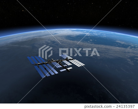 地球和國際空間站（空間站）3DCG perming3DCGmp160819插圖素材 24135397