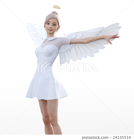 Pose a cute angel perming3DCG illustrations material Pose a cute angel perming3DCG illustrations material 24135514