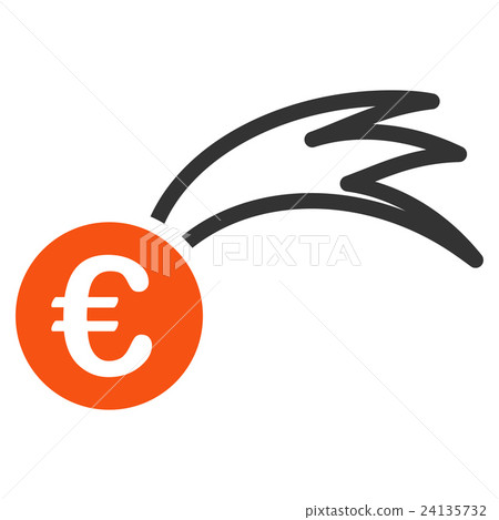Euro Falling Meteor Flat Glyph Icon 24135732
