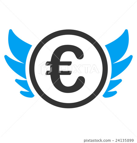 Euro Angel Investment Flat Vector Icon 24135899