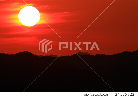 Stock Photo: setting sun, twilight, evening sun