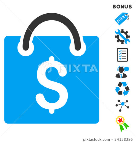 Shopping Bag Flat Vector Icon With Bonus Shopping Bag Flat Vector Icon With Bonus 24138386