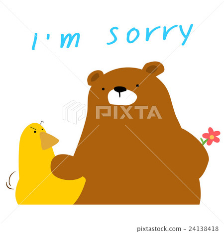 Bear say sorry to duck cartoon vector 24138418
