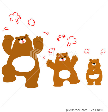 Mad bear family cartoon character vector 24138419