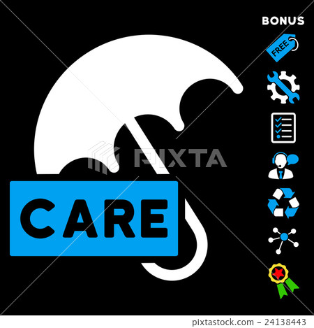 Care Umbrella Flat Vector Icon With Bonus 24138443