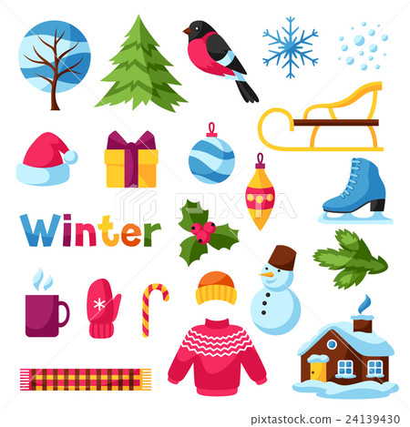 Set of winter objects. Merry Christmas, Happy New Set of winter objects. Merry Christmas, Happy New 24139430