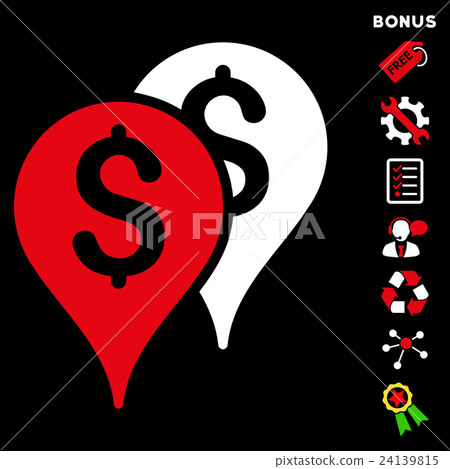 Bank Map Markers Flat Vector Icon With Bonus 24139815