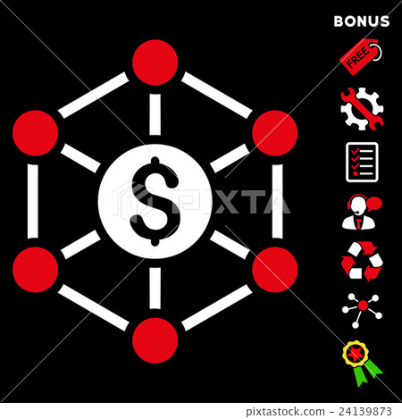 Financial Radial Scheme Flat Vector Icon With - Stock Illustration ...