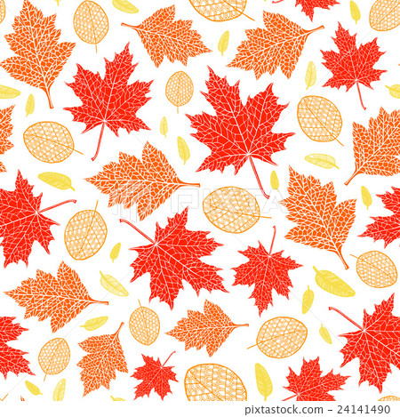 Vector seamless pattern of autumn leaves - Stock Illustration [24141490 ...