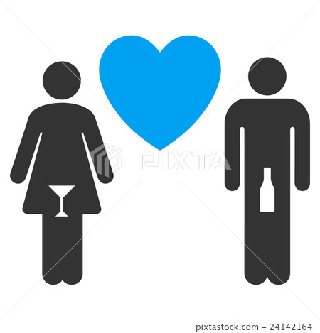 Drunky Love Pair Flat Vector Icon 24142164