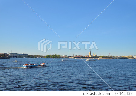 Pleasure boat floats on the Neva river Pleasure boat floats on the Neva river 24143132