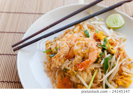 Stir-fried rice noodles (Pad Thai). 24145147