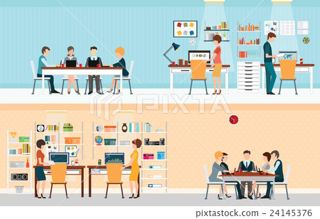 Office people with office desk Office people with office desk 24145376