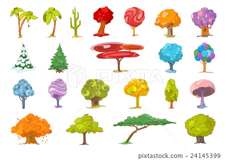 Vector set of various trees illustrations. 24145399