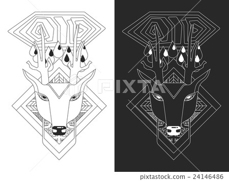 Linear illustration of deer head 24146486