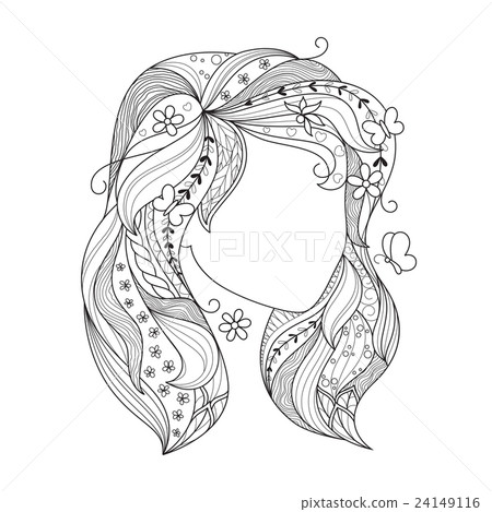 Zen art girl. Portrait of a female with zentangle Zen art girl. Portrait of a female with zentangle 24149116