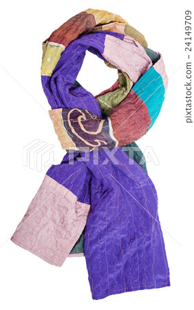 knotted scarf stitched from clenched silk strips knotted scarf stitched from clenched silk strips 24149709