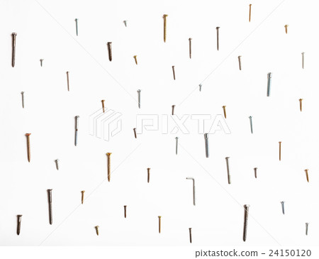 many wood screws arranged on white 24150120