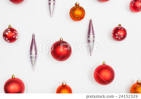red christmas balls and glass icicles on white red christmas balls and glass icicles on white 24152329