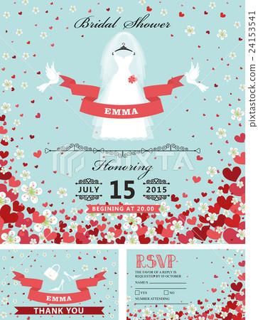 Wedding bridal shower invitations.Bride dress 24153541