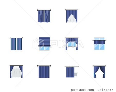 Different curtains colored flat vector icons set 24154237