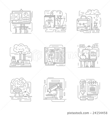 Chemistry science detailed line vector icons Chemistry science detailed line vector icons 24154458