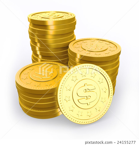 Stack of golden coins. 24155277