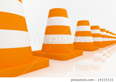 3d orange traffic cones with white stripes. 3d orange traffic cones with white stripes. 24155315