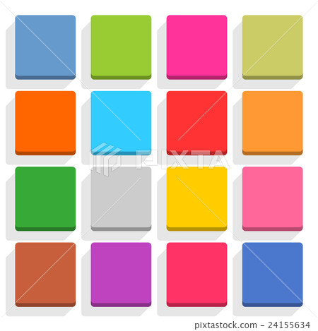 Flat blank web button square icon set with shadow Flat blank web button square icon set with shadow 24155634
